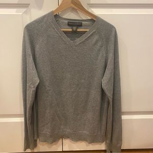 BANANA REPUBLIC Men’s Gray 100% Cotton V-neck Sweater
